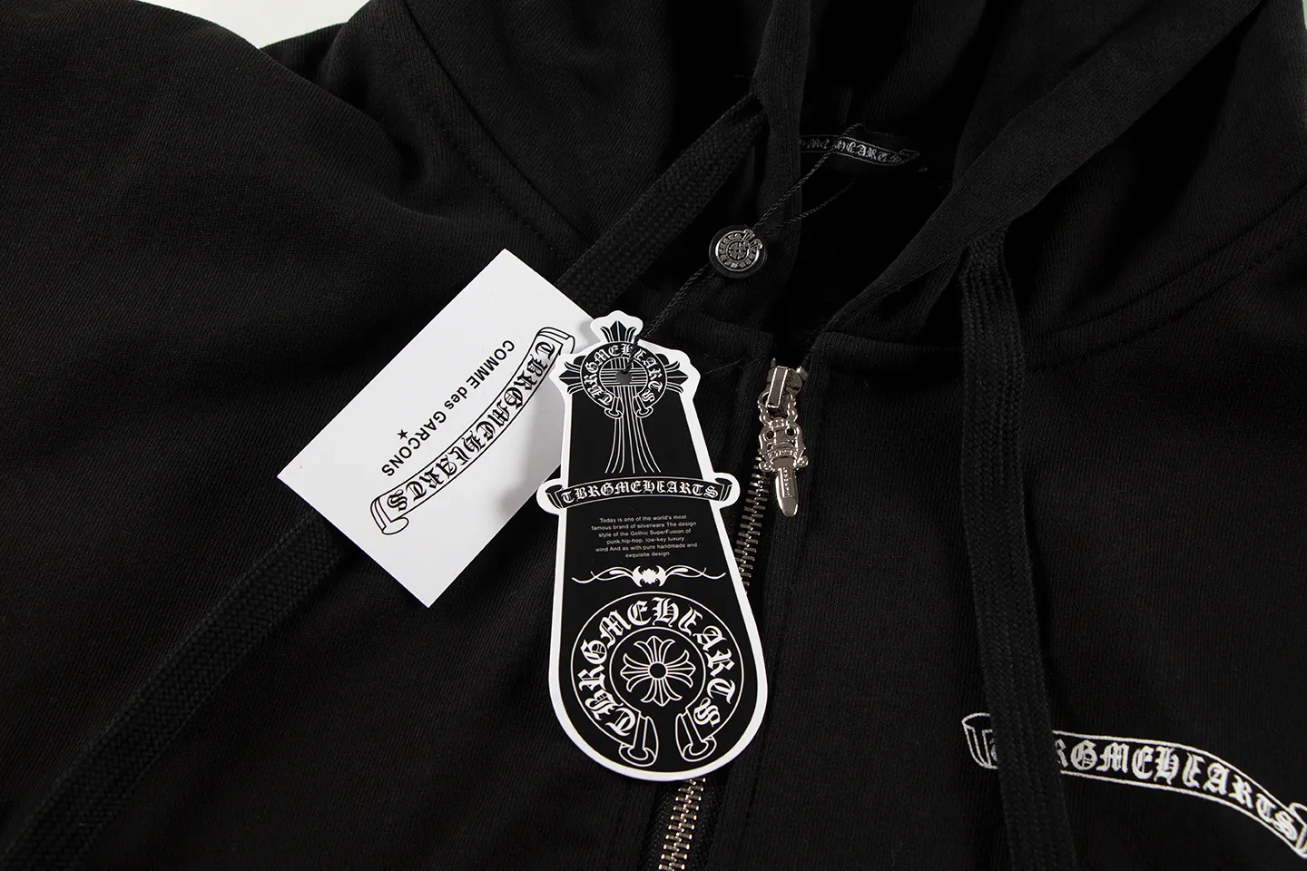 P290 Chrome Hearts Chrome Hearts Horseshoe Cross Sanskrit Cardigan Hooded Sweatshirt Size: S M L XL Color: Black, White